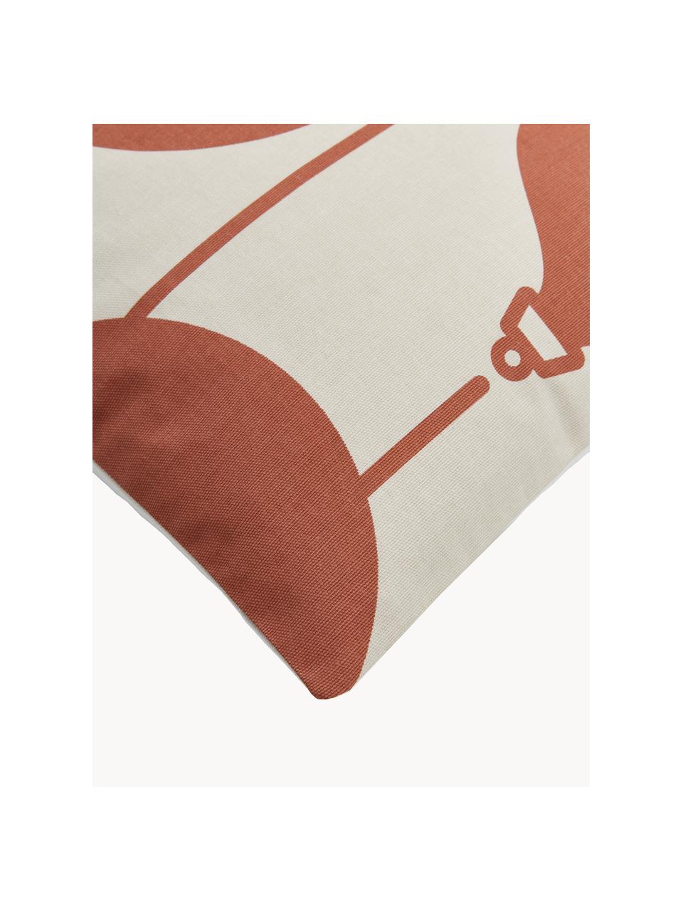 Housse de coussin 45x45 réversible Joy, 100 % coton, certifié GOTS, Terracotta, beige, larg. 45 x long. 45 cm