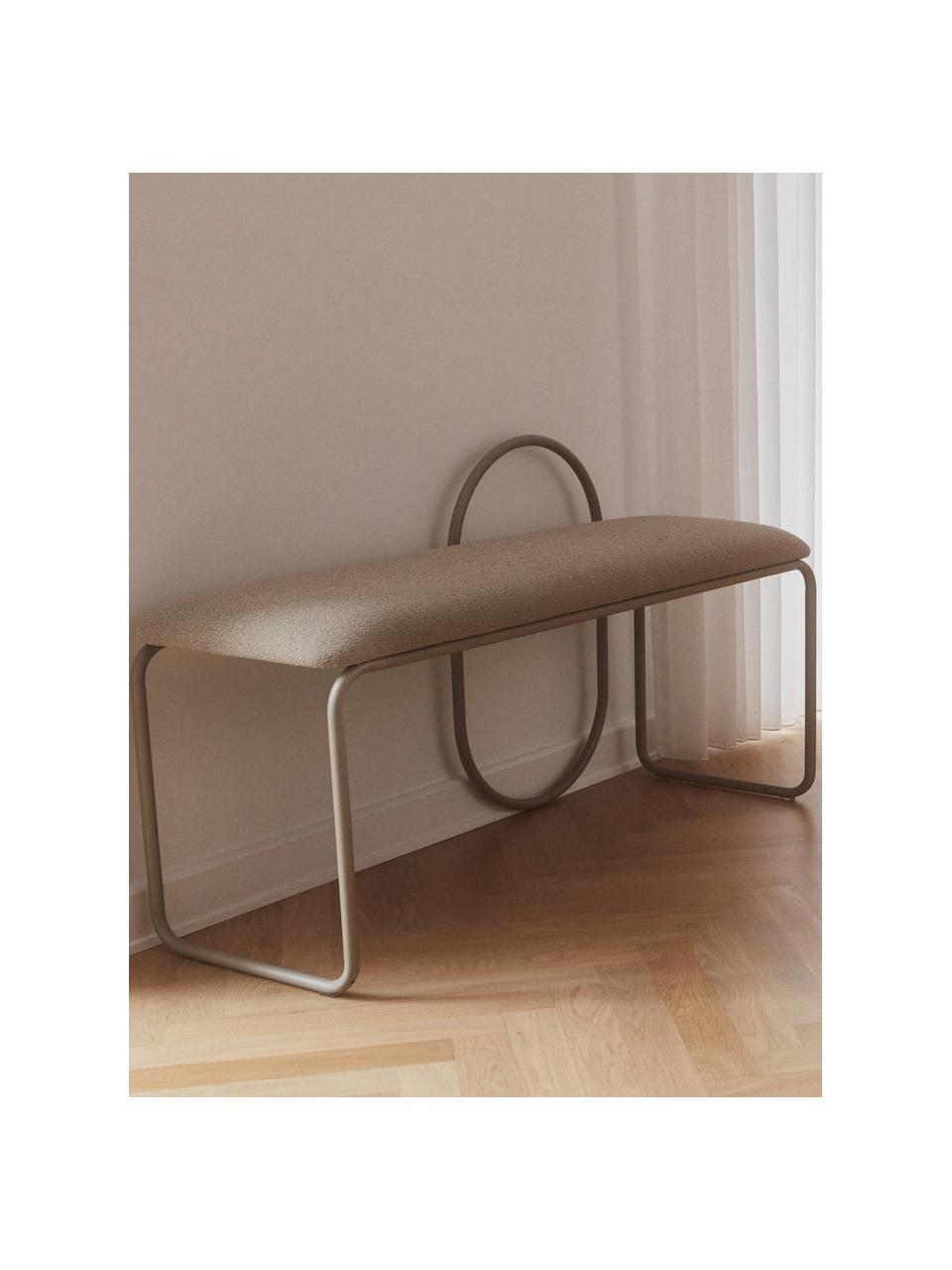 Gestoffeerde bank Angui, Bekleding: 100% polyester, Frame: gecoat staal, Geweven stof lichtbeige, B 110 x D 39 cm