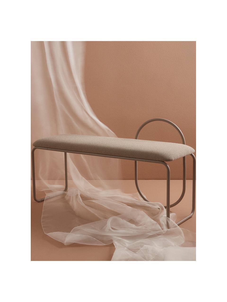 Banc rembourré Angui, Tissu beige clair, larg. 110 x prof. 39 cm