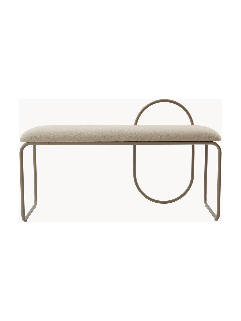 Banc rembourré Angui, Tissu beige clair, larg. 110 x prof. 39 cm