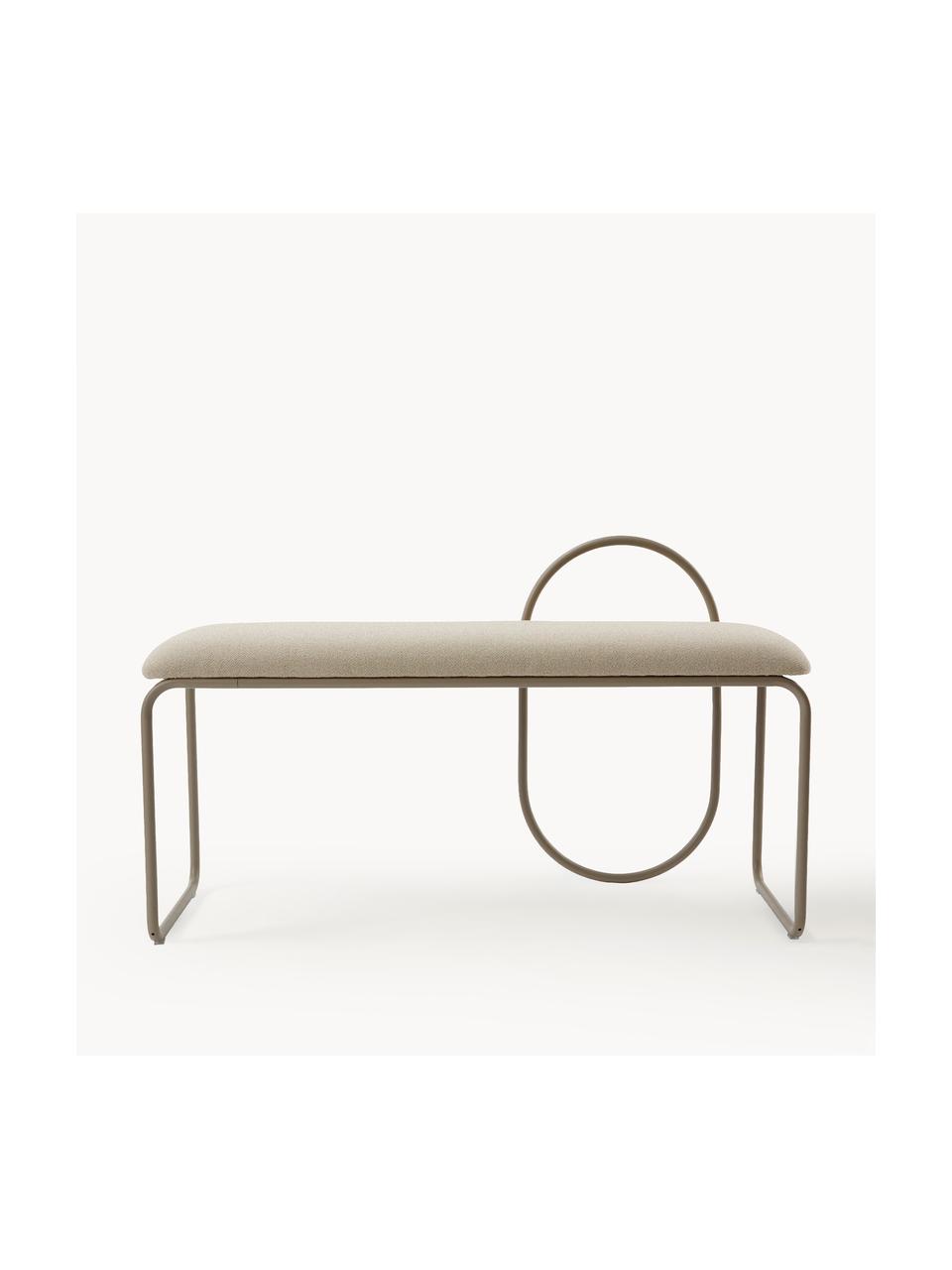 Banc rembourré Angui, Tissu beige clair, larg. 110 x prof. 39 cm