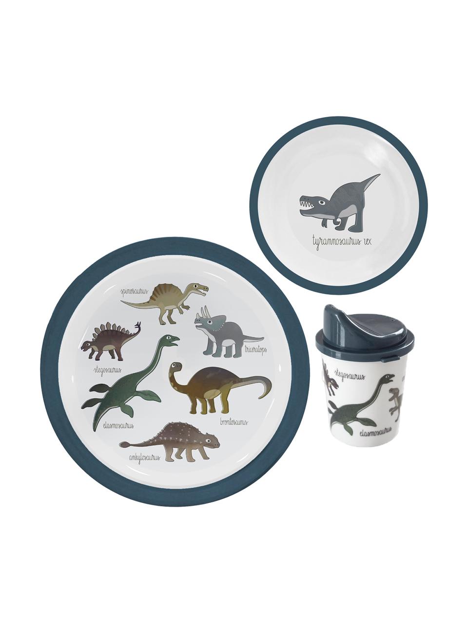 Serviesset Dino, 3-delig, Melamine, kunststof, Multicolour, Set met verschillende formaten