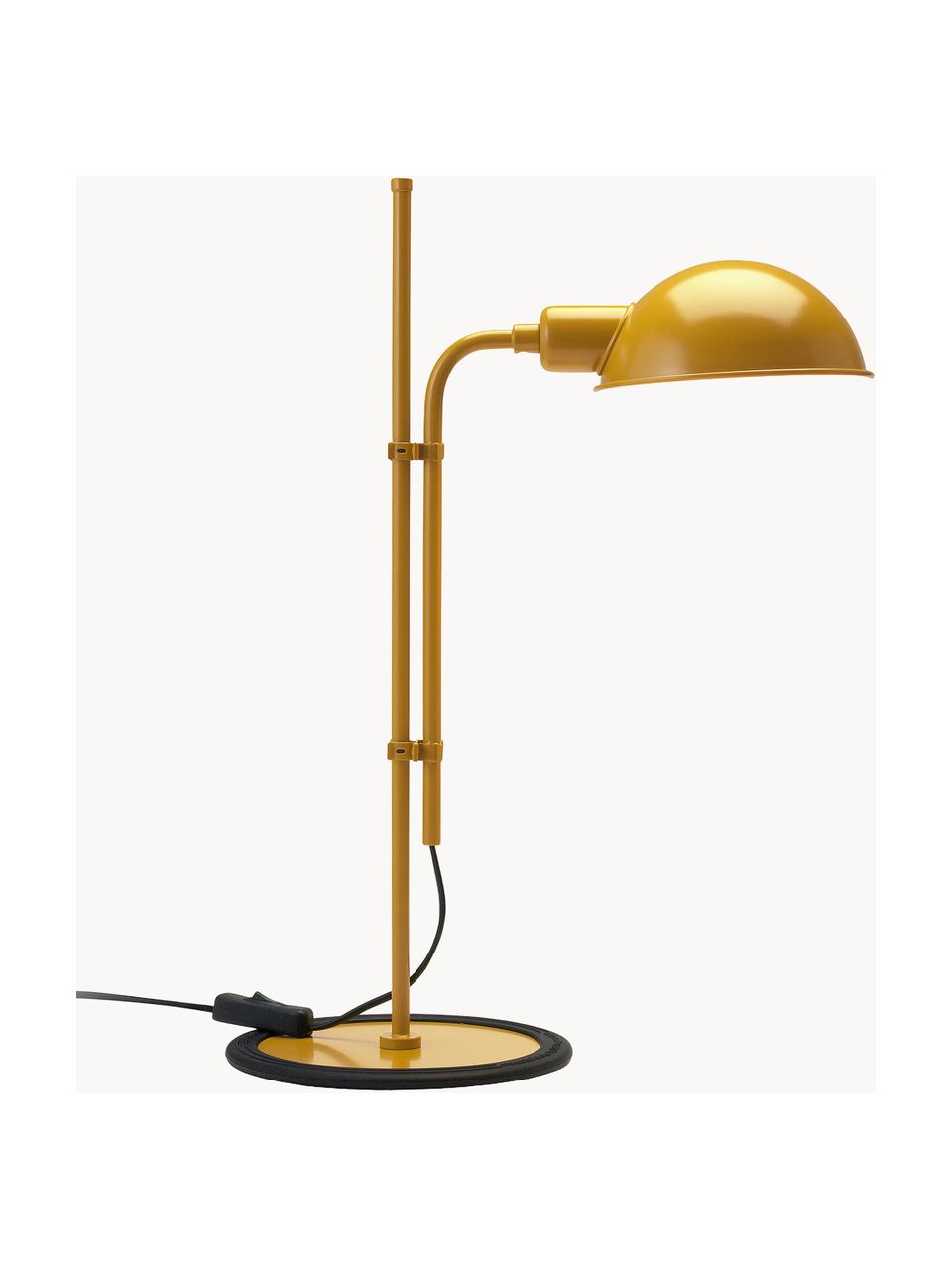 Grande lampe de bureau orientable Funiculí, Jaune moutarde, haute brillance, larg. 20 x prof. 36 cm