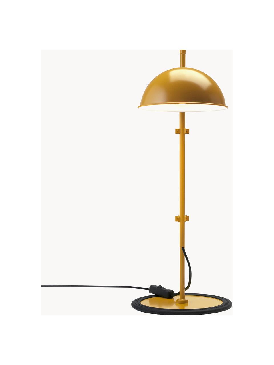 Grande lampe de bureau orientable Funiculí, Jaune moutarde, haute brillance, larg. 20 x prof. 36 cm