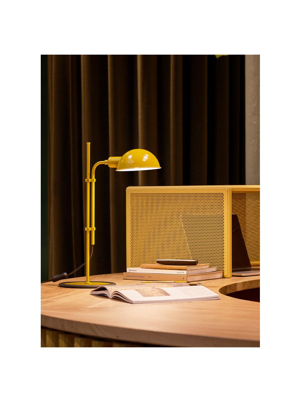 Grande lampe de bureau orientable Funiculí, Jaune moutarde, haute brillance, larg. 20 x prof. 36 cm