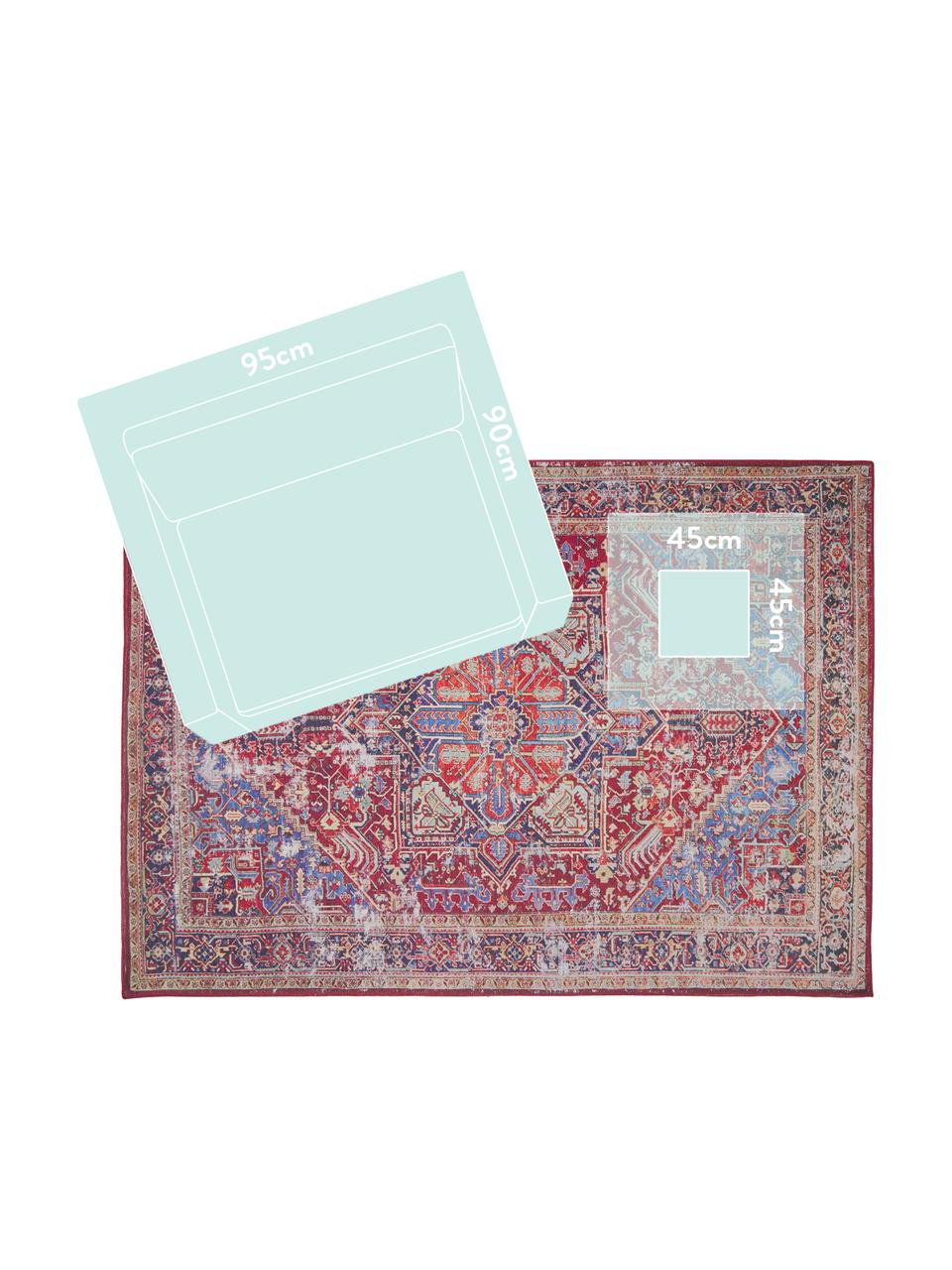 Tapis vintage Paulo, Rouge, bleu, beige