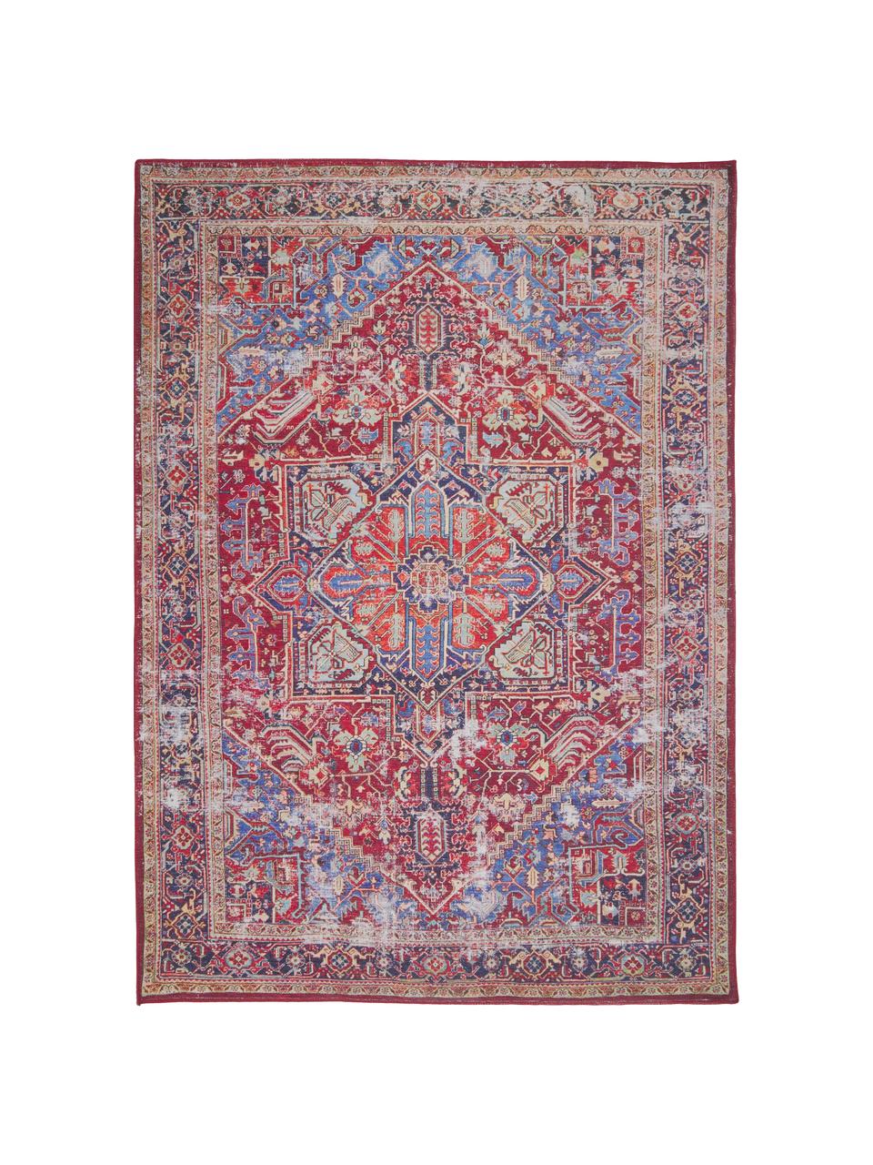 Tapis vintage Paulo, Rouge, bleu, beige