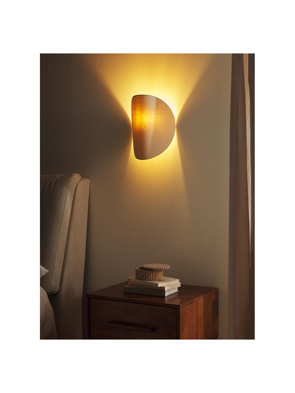 Design wandlamp Kenzie gemaakt van linnen, Lampenkap: linnen, Lichtbeige, B 23 x H 30 cm