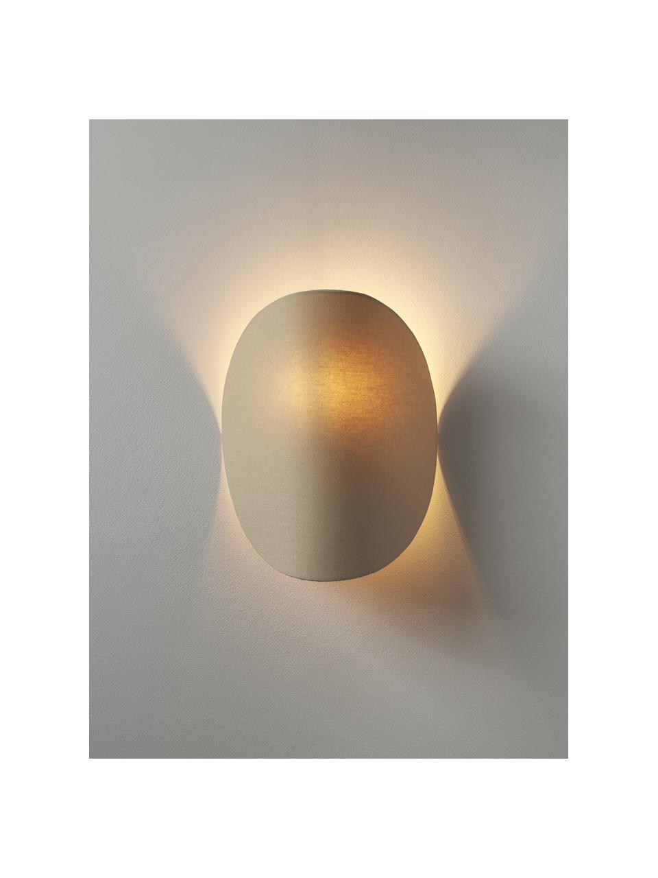 Dizajnové nástenné svietidlo z ľanu Kenzie, Svetlobéžová, Š 23 x V 30 cm
