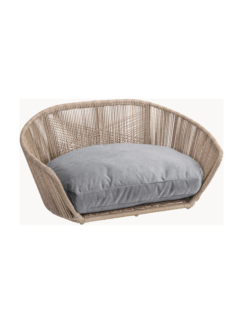 Cama para mascotas de interior/exterior Vogue, Tapizado: 100% poliéster Alta resis, Estructura: aluminio con pintura en p, Gris, beige, An 110 x F 74 cm