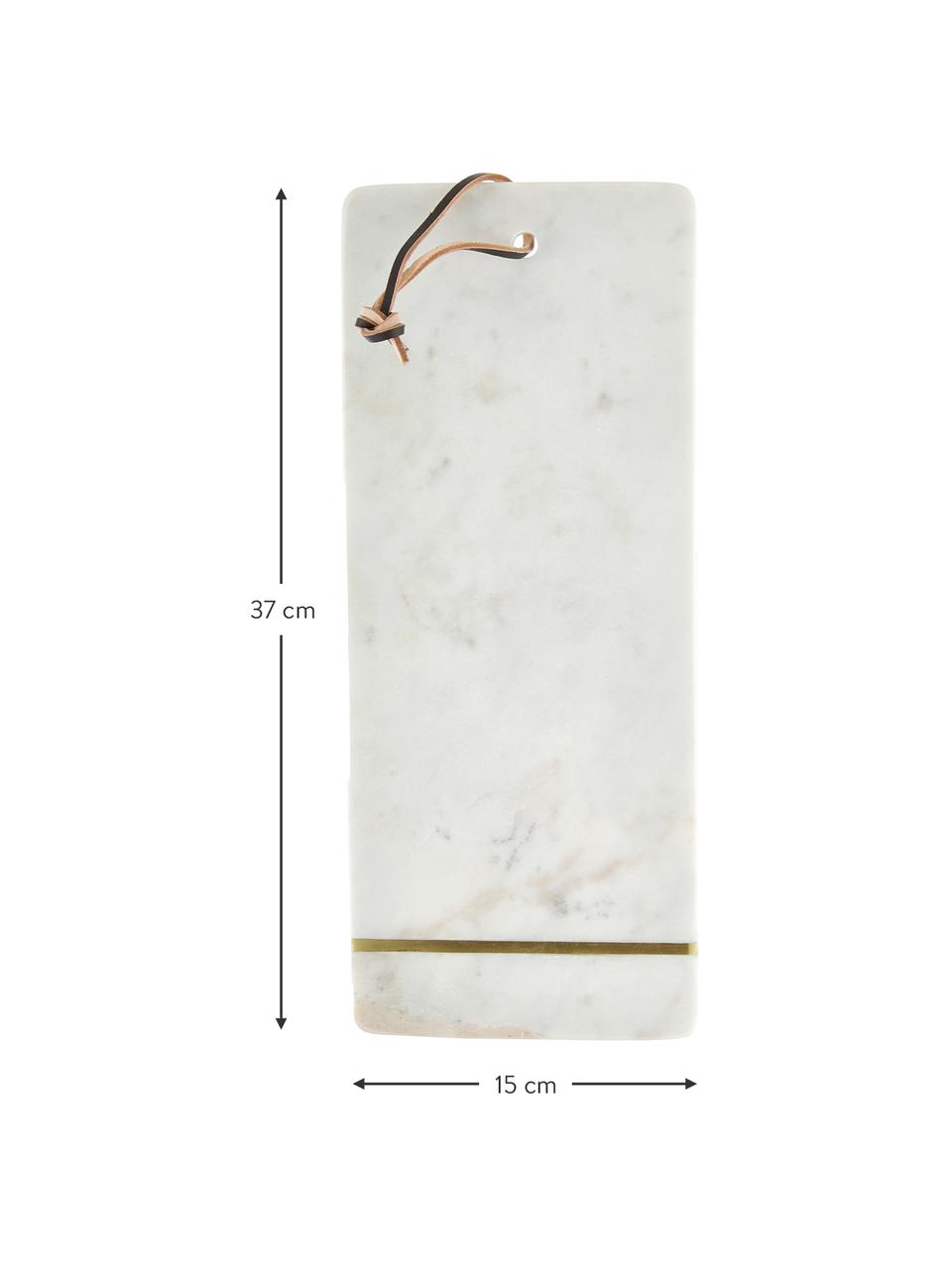 Planche à découper en marbre Strip, Blanc, marbré, couleur dorée, larg. 15 x long. 37 cm