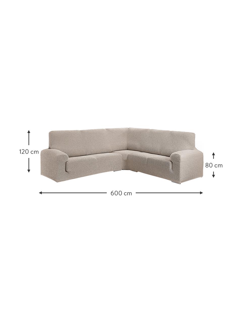 Housse de canapé Roc, 55 % polyester, 35 % coton, 10 % élastomère, Couleur crème, larg. 600 x haut. 120 cm