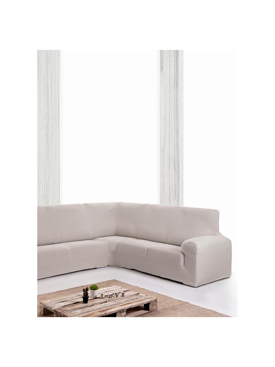 Copertura divano angolare Roc, 55% poliestere, 35% cotone, 10% elastomero, Color crema, Larg. 600 x Alt. 120 cm