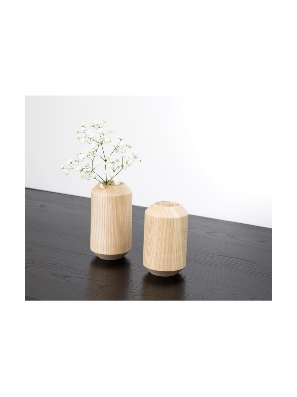 Vase en bois Takks, 2 élém., Bois de frêne, transparent