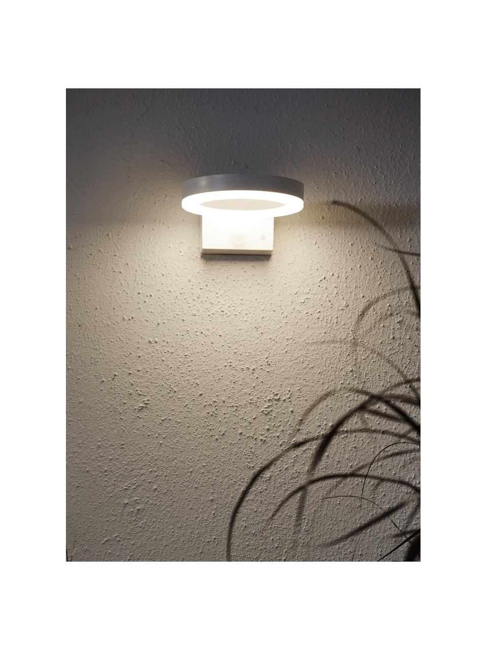 Applique da esterno solare a LED con sensore di movimento Vidi, Struttura: metallo rivestito, Bianco, Larg. 16 x Alt. 7 cm