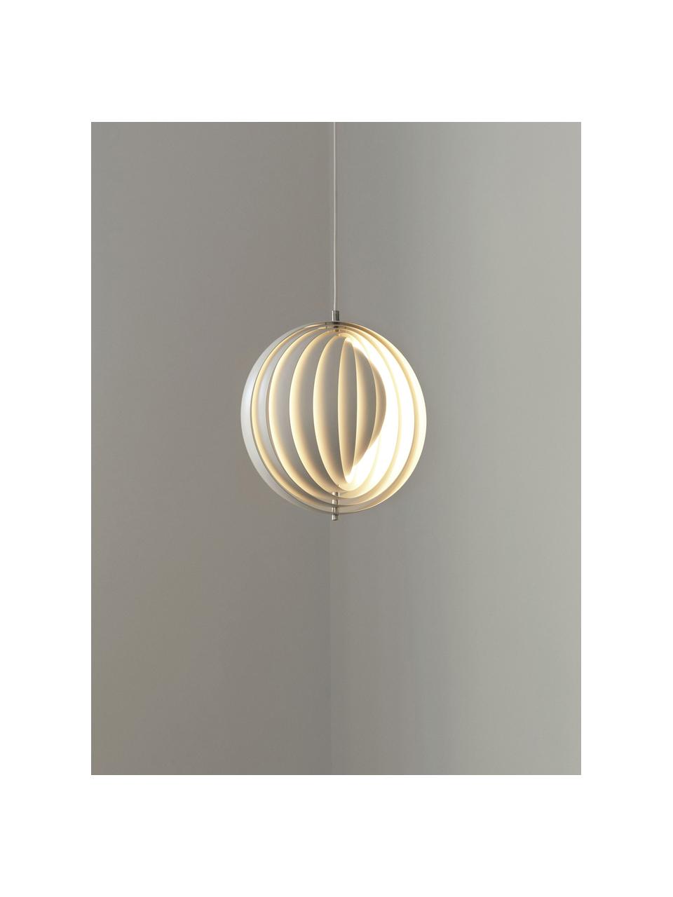 Lámpara de techo de diseño Moon, Pantalla: metal recubierto, Cable: cubierto en tela, Blanco, Ø 34 x Al 34 cm