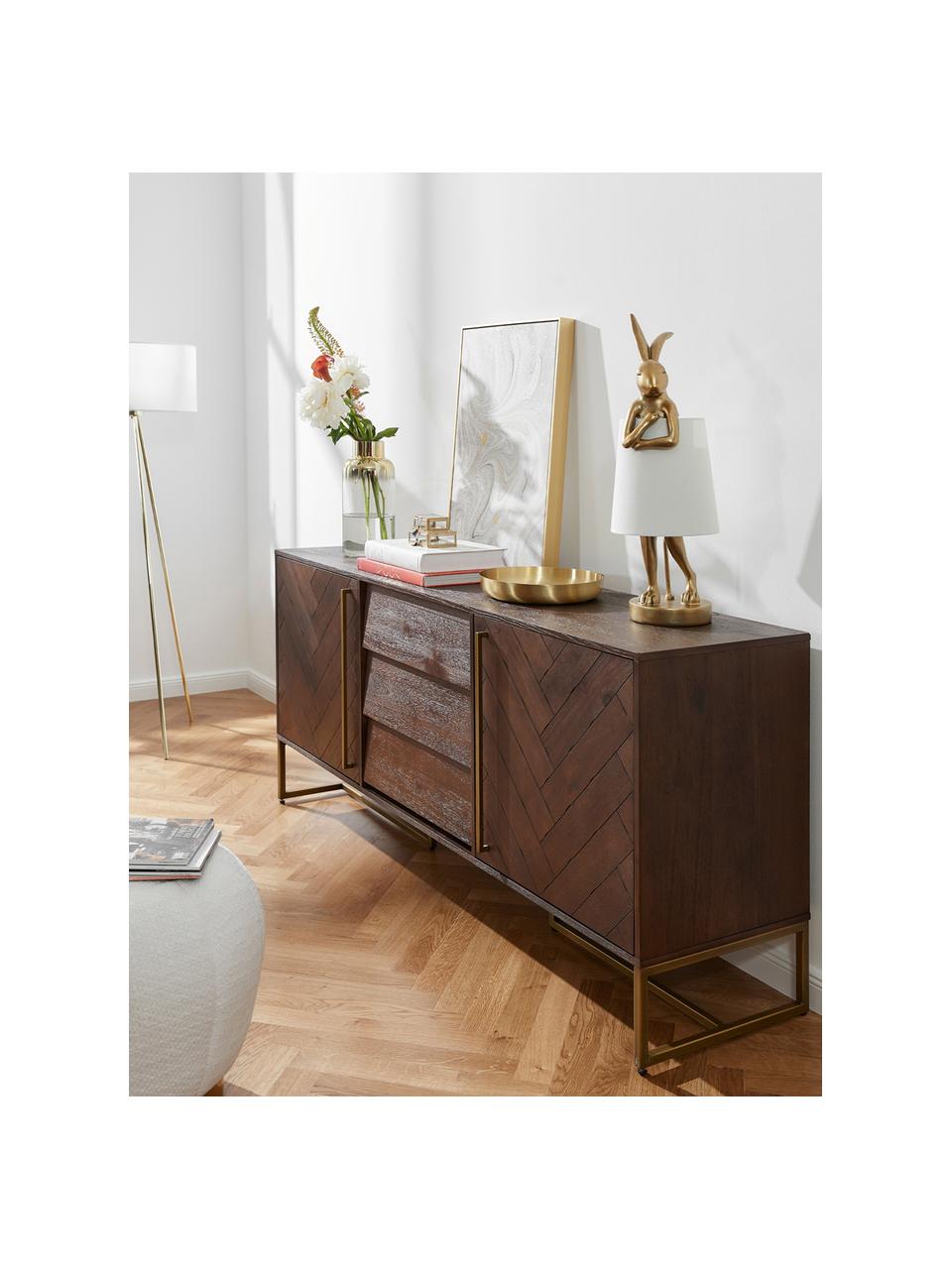 Credenza a spina di pesce con finitura in legno d'acacia  Class, Legno, Larg. 180 x Alt. 80 cm