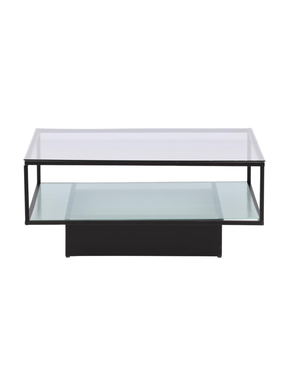 Salontafel Maglehem met glazen tafelblad, Tafelblad: glas, Frame: staal, gecoat, Transparant, zwart, B 90 x D 90 cm