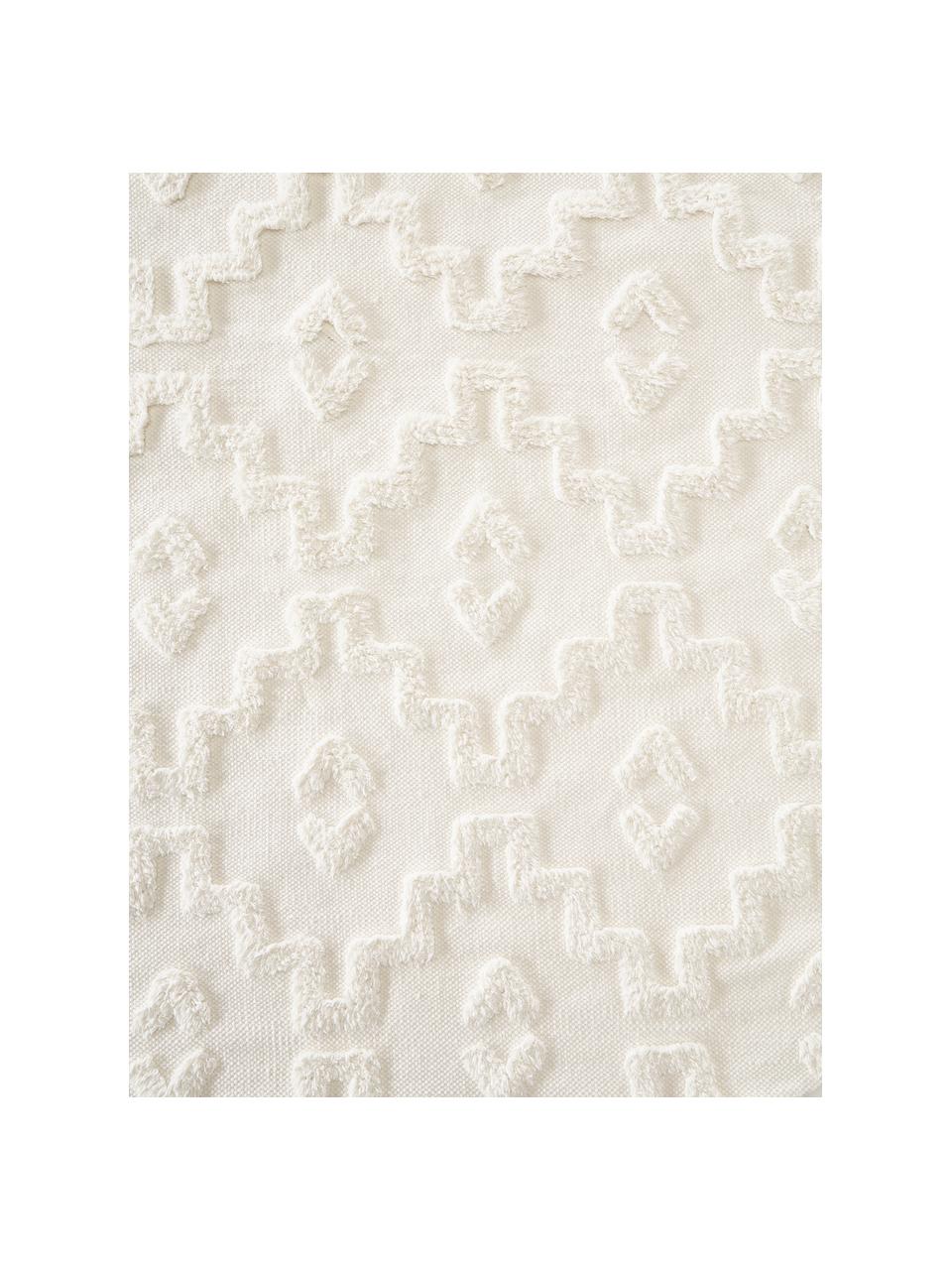 Tappeto rotondo in cotone con struttura in rilievo Idris, 100% cotone, Bianco crema, Ø 120 cm (taglia S)