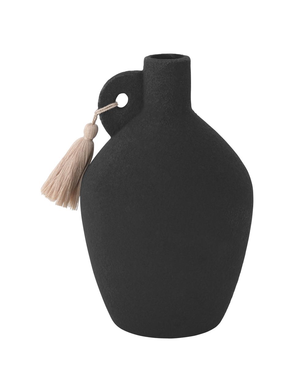 Vase grès cérame noir Dollo, Grès cérame, Noir, Ø 14 x haut. 21 cm