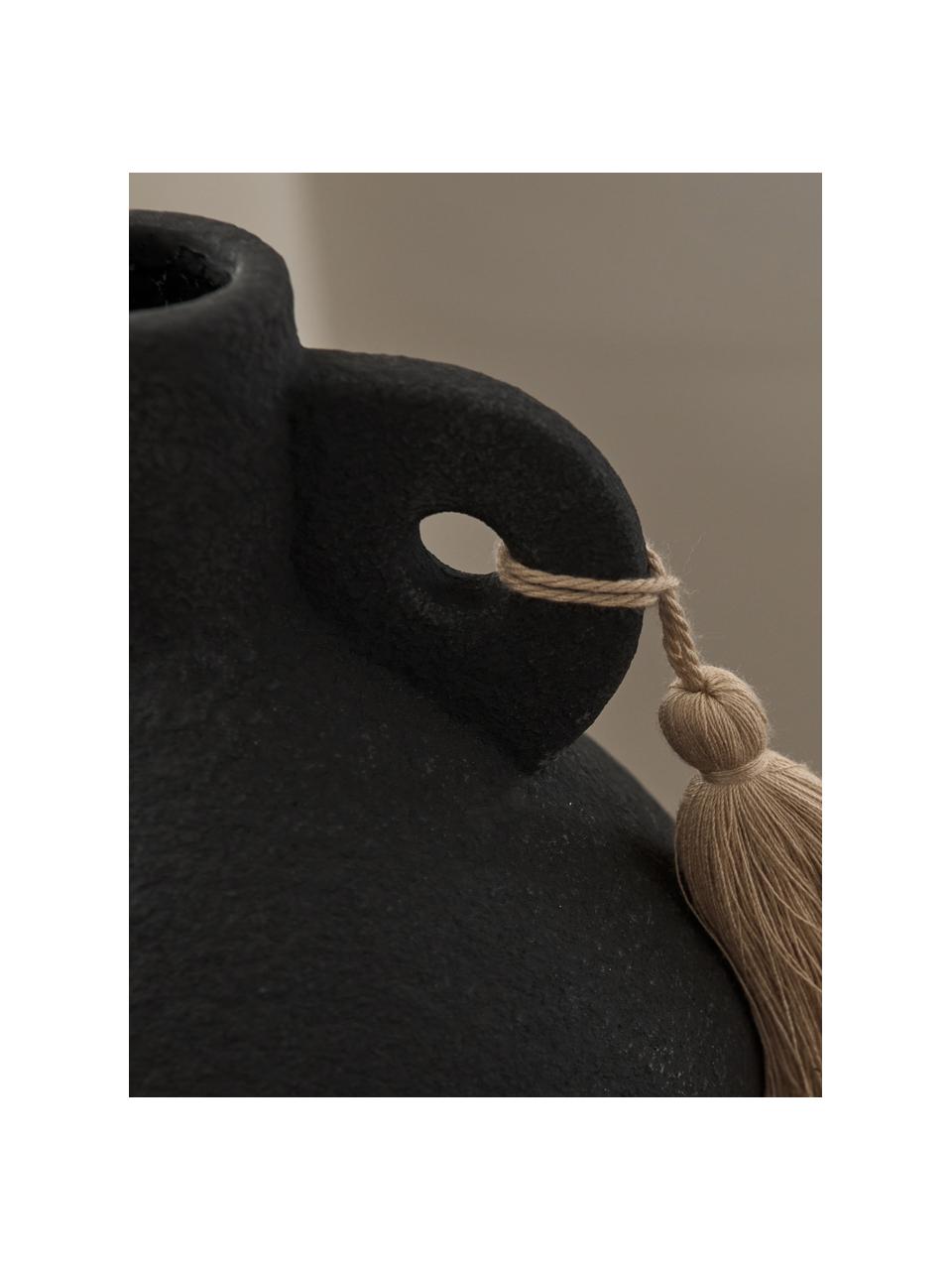 Vase grès cérame noir Dollo, Grès cérame, Noir, Ø 14 x haut. 21 cm