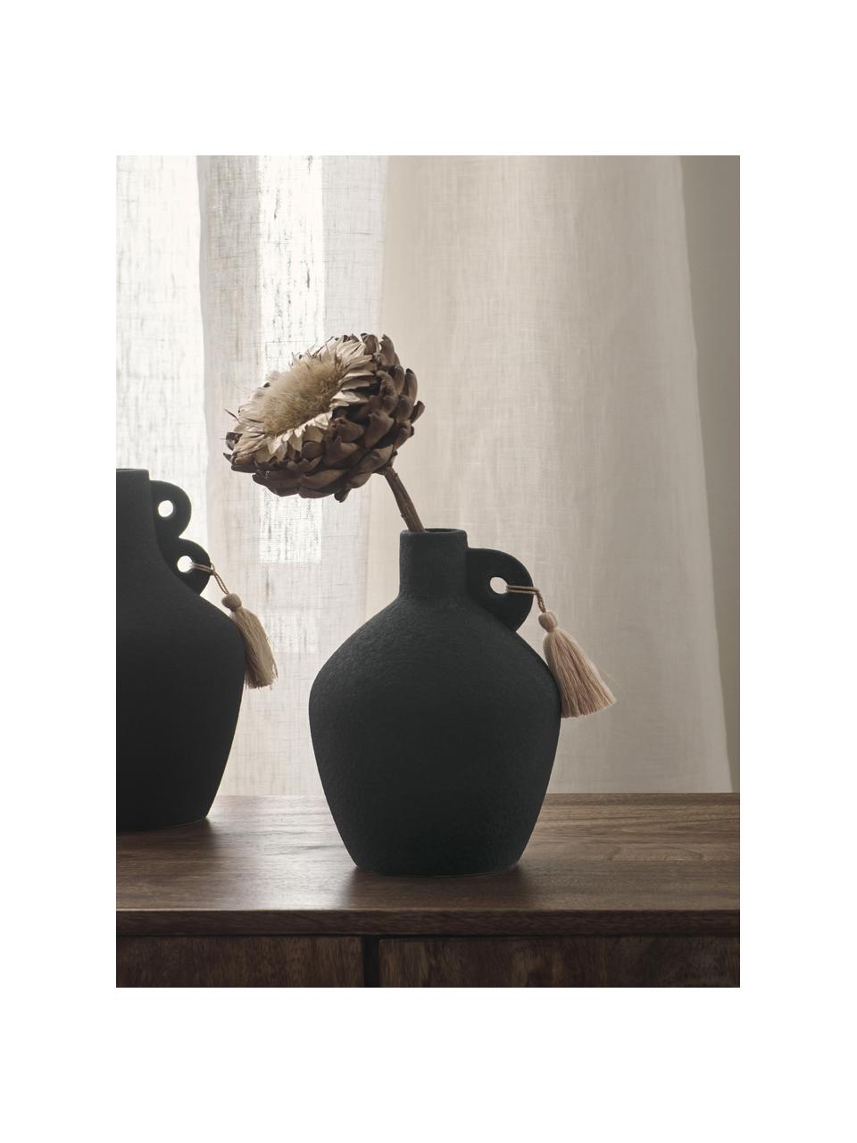 Designová váza z kameniny Dollo, Kamenina, Černá, Ø 14 cm, V 21 cm