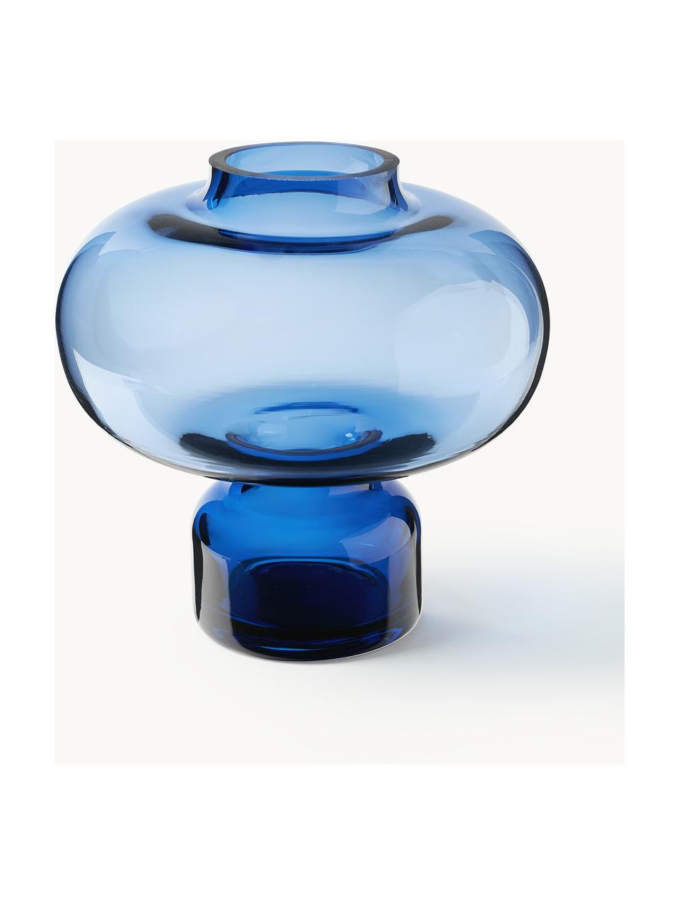 Vase décoratif soufflé bouche Nicola, Verre sodocalcique soufflé bouche, Bleu, Ø 20 x haut. 20 cm