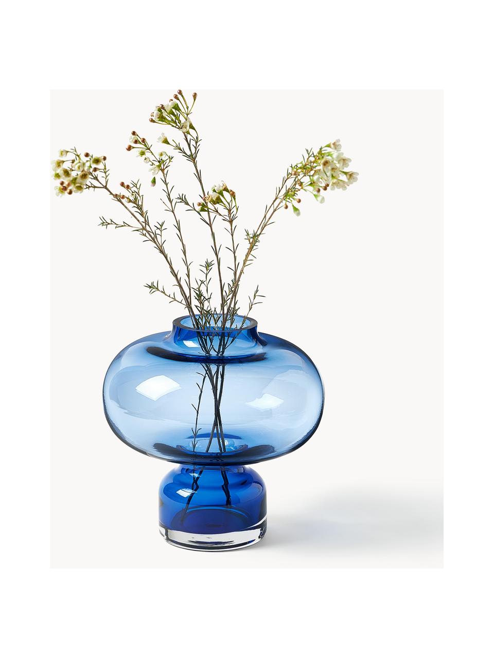 Mundgeblasene Vase Nicola, H 20 cm, Kalk-Natron-Glas, Blau, Ø 20 x H 20 cm