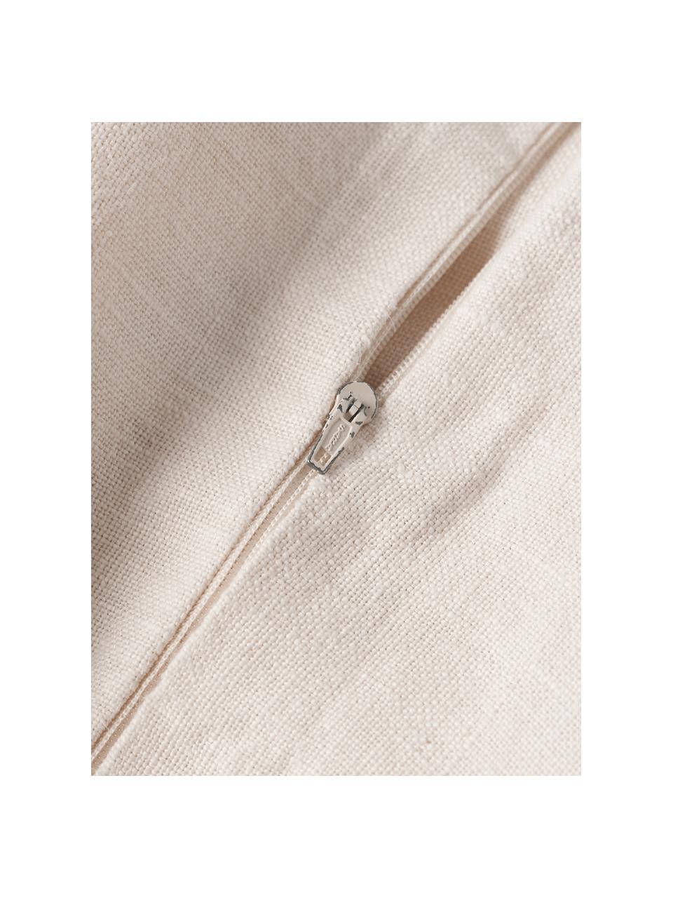 Funda de cojín de lino con flecos Luana, 100% lino

Por naturaleza, el lino tiene un tacto bastante aspero y un aspecto arrugado natural.
La alta resistencia al desgarro hace que el lino sea muy resistente., Beige claro, An 50 x L 50 cm