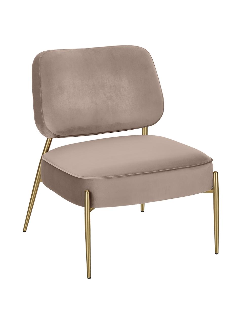 Fluwelen fauteuil Viggo, Bekleding: fluweel (polyester), Poten: gepoedercoat metaal, Fluweel taupe, B 62 x D 67 cm