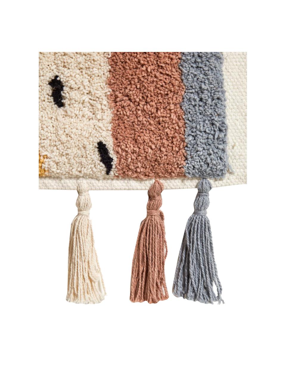 Decorazione da parete con motivo arcobaleno Tadea, Asta: legno di pino, Bianco crema, multicolore, Larg. 60 x Alt. 52 cm