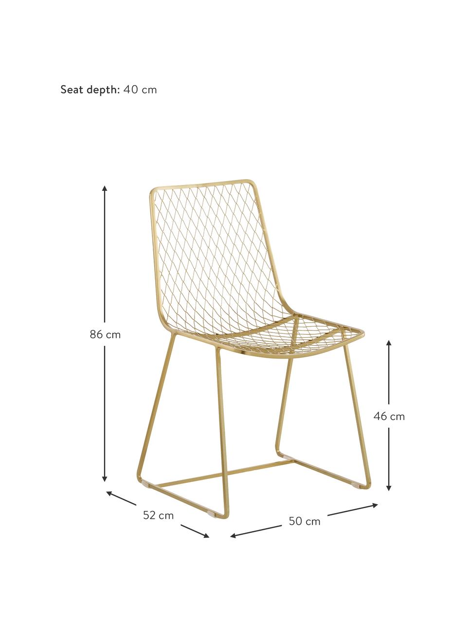 Sedia in metallo ottonato Kira, Metallo ottonato, Ottonato, Larg. 50 x Prof. 52 cm