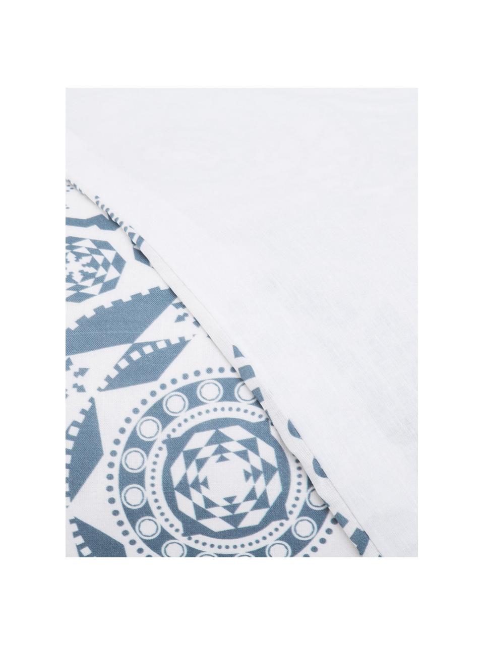 Parure copripiumino in cotone Morris, Cotone, Fronte: blu, bianco Retro: bianco, 200 x 200 cm
