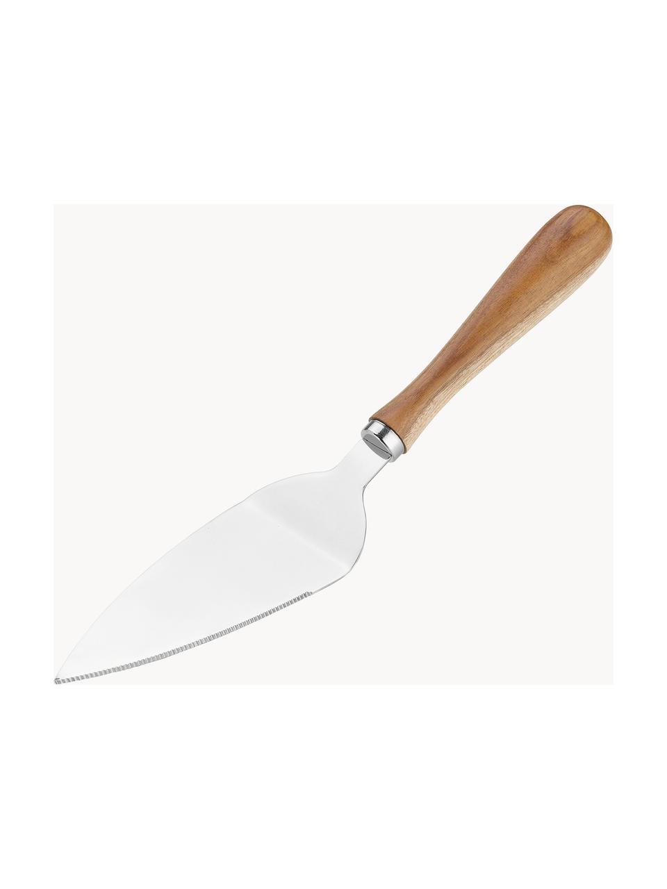 Pizzasnijder en lifter Belli, set van 2, Acaciahout, metaal, Zilverkleurig, helder hout, B 32 x H 4 cm