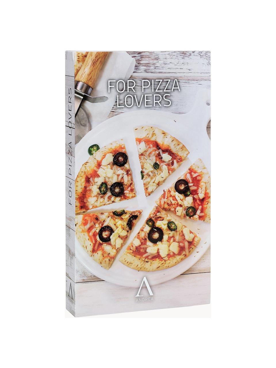 Pizzasnijder en lifter Belli, set van 2, Acaciahout, metaal, Zilverkleurig, helder hout, B 32 x H 4 cm