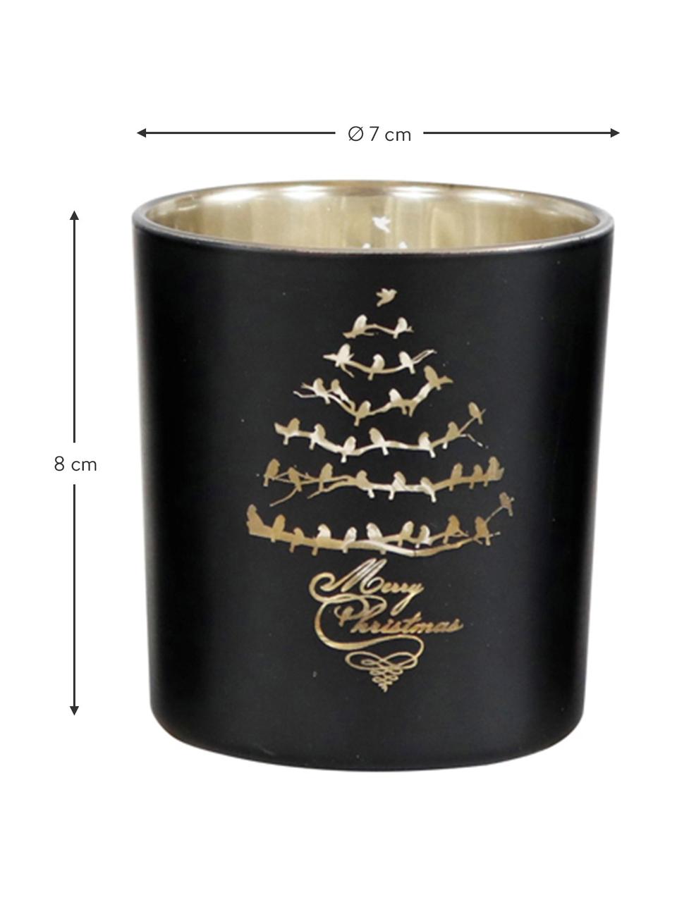 Komplet świeczników na tealighty Merry&Bright, 4 elem., Szkło, Czarny, odcienie złotego, Ø 7 x W 8 cm