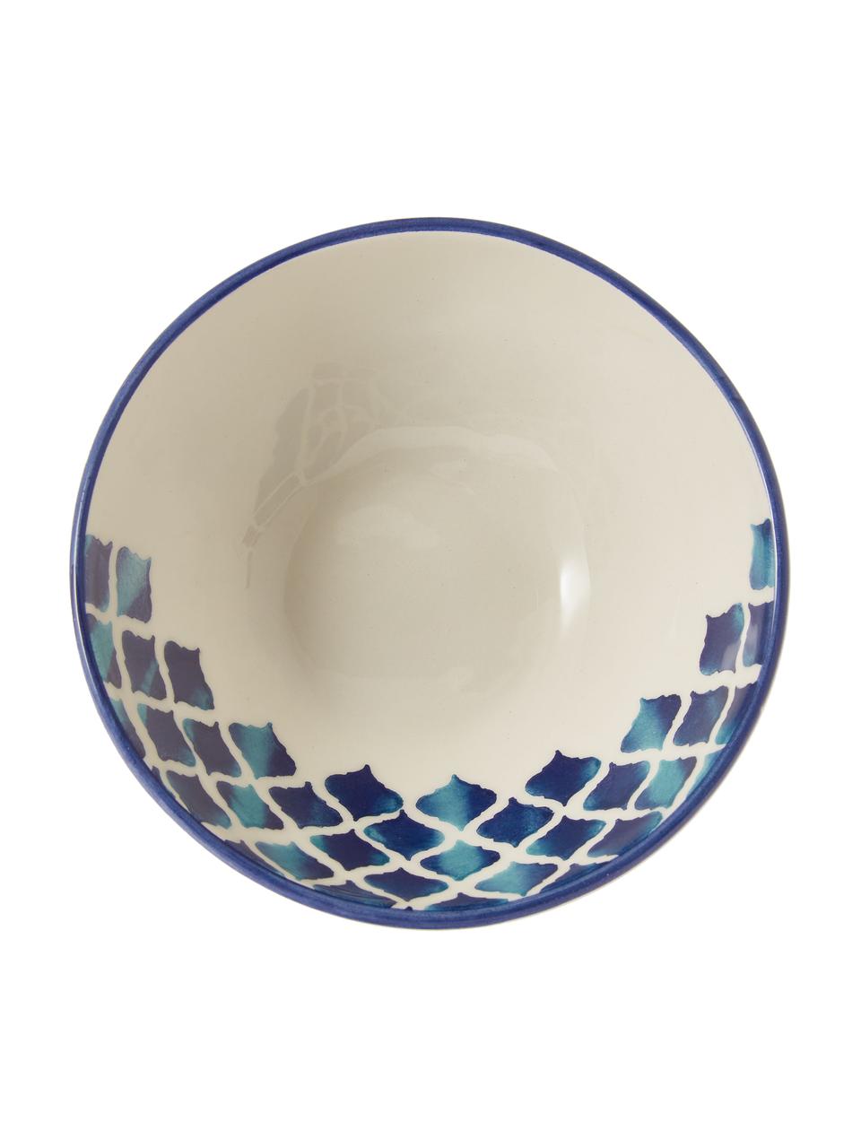 Ručne vyrobená miska Ikat, 6 ks, Keramika, Biela, modrá, Ø 16 cm