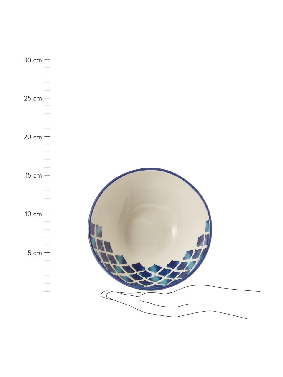 Handgemachte Schälchen Ikat, 6 Stück, Keramik, Weiß, Blau, Ø 16 cm