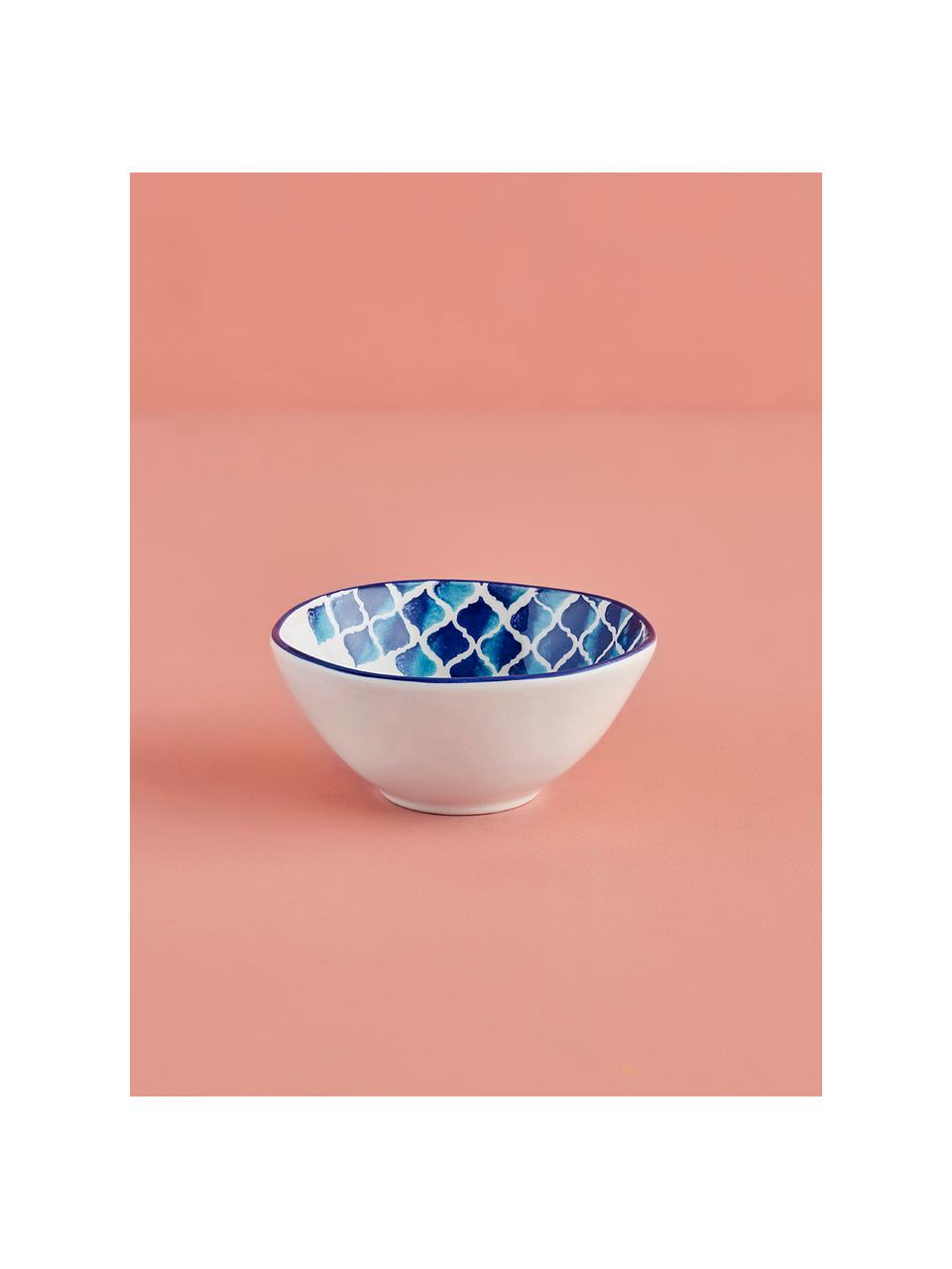 Ručně vyrobené misky Ikat, 6 ks, Keramika, Bílá, modrá, Ø 16 cm