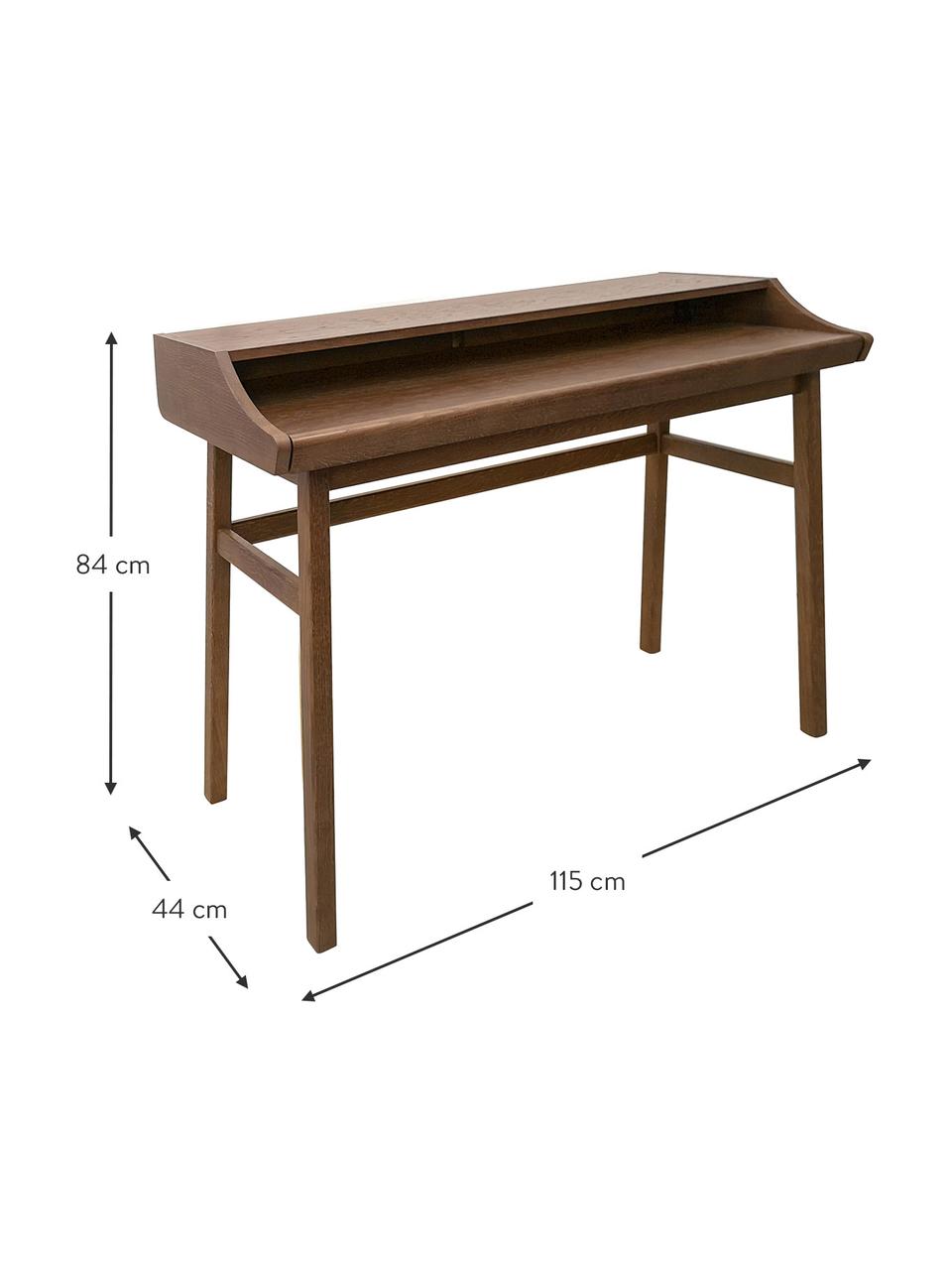 Ausziehbarer Schreibtisch Carteret, 115 x 44 - 68 cm, Beine: Eichenholz, massiv, gebei, Tischplatte: Spanplatte mit Eichenholz, Eichenholz, B 115 x H 84 cm
