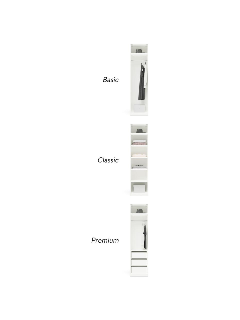 Armadio componibile bianco con anta battente Charlotte, larg. 50 cm, in diverse varianti, Legno, laccato bianco, Interno Basic, alt. 200 cm