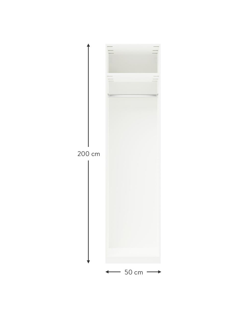 Armadio componibile con anta battente Charlotte, larg. 50 cm, in diverse varianti, Bianco, Interno Basic, larg. 50 x alt. 200 cm