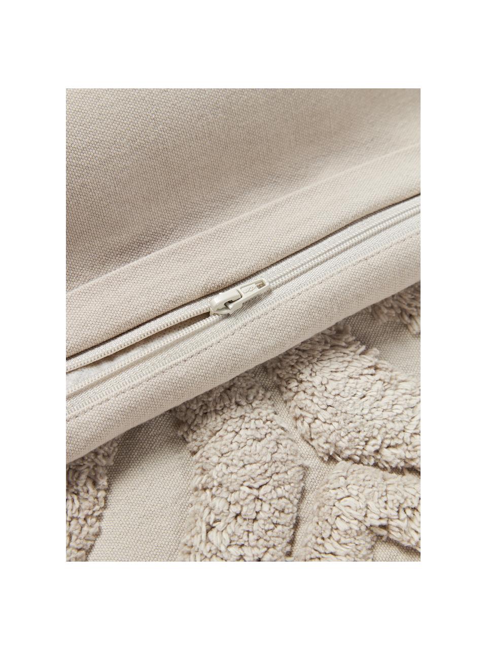 Copricuscino in cotone con motivo invernale Nira, 100% cotone, Beige con motivo fiocco di neve, Larg. 45 x Lung. 45 cm