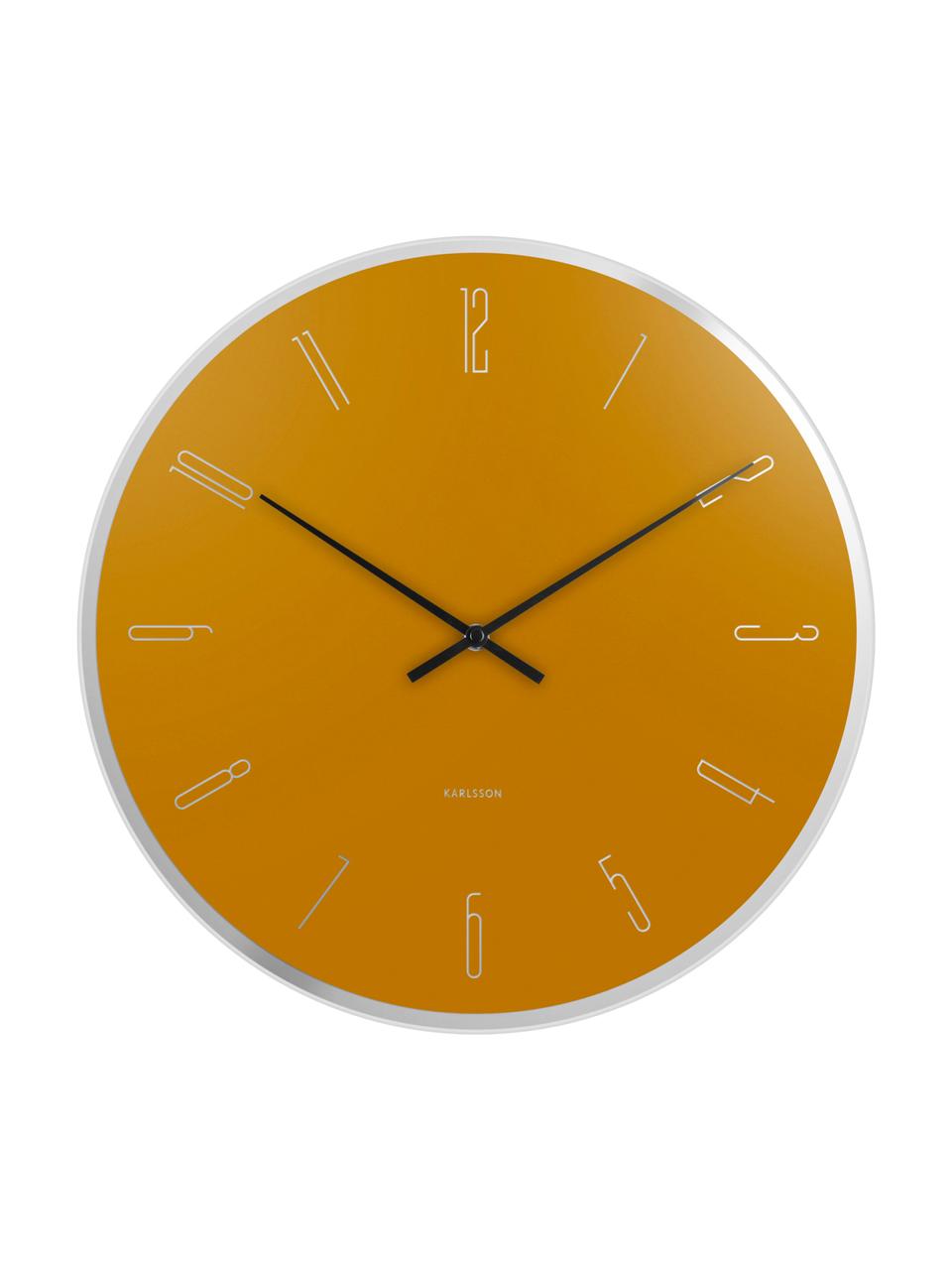 Reloj de pared Mirror Numbers, Vidrio, Amarillo, plateado, negro, Ø 40 cm