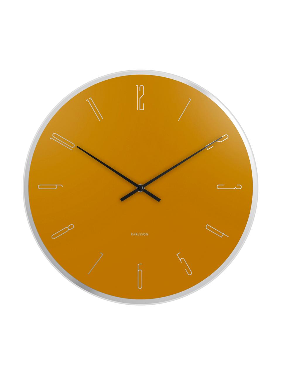 Zegar ścienny Mirror Numbers, Szkło, Żółty, odcienie srebrnego, czarny, Ø 40 cm