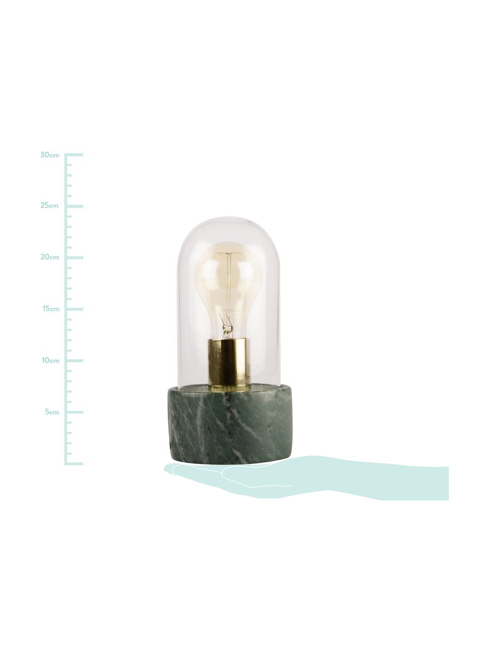 Lampe à poser Marble, Socle : vert, marbré Cloche : transparent Douille : couleur dorée, Ø 12 x haut. 24 cm