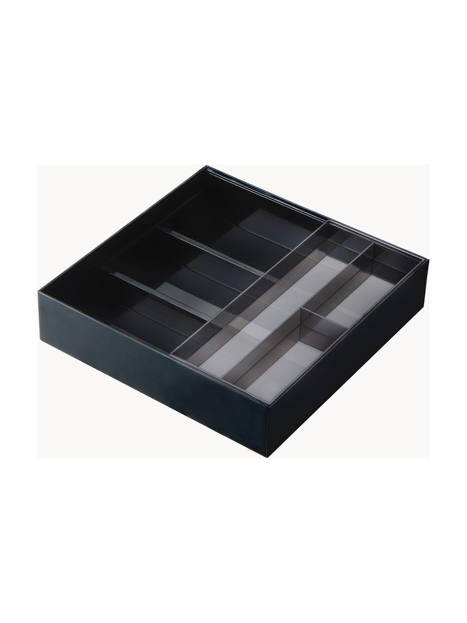 Organizador de cubiertos de cocina extensible Tower, Plástico, Negro mate, An 25 x Al 6 cm