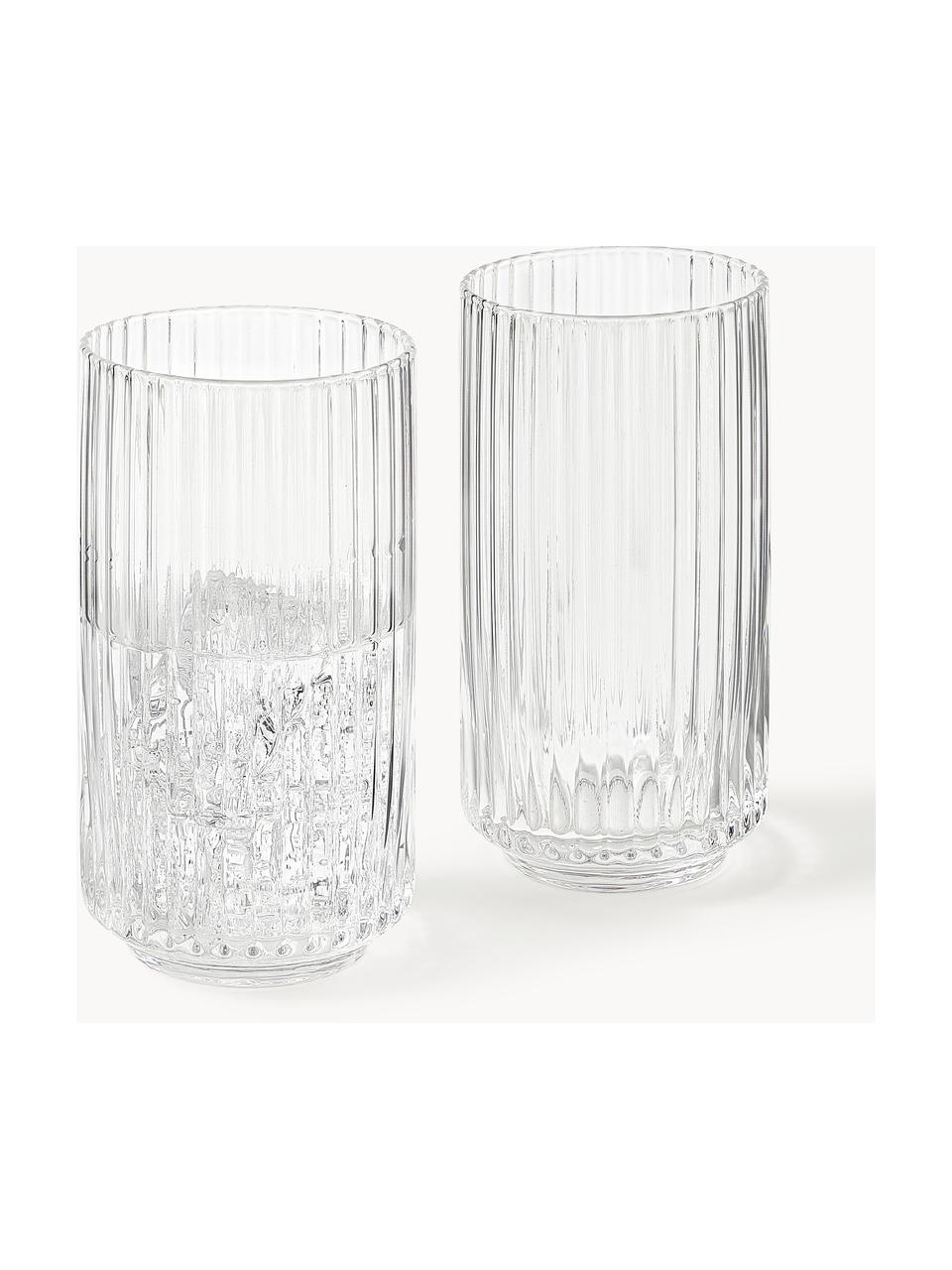 Ručně foukané sklenice na long drink Aleo, 4 ks, Sklo, Transparentní, Ø 7 cm, V 14 cm, 430 ml