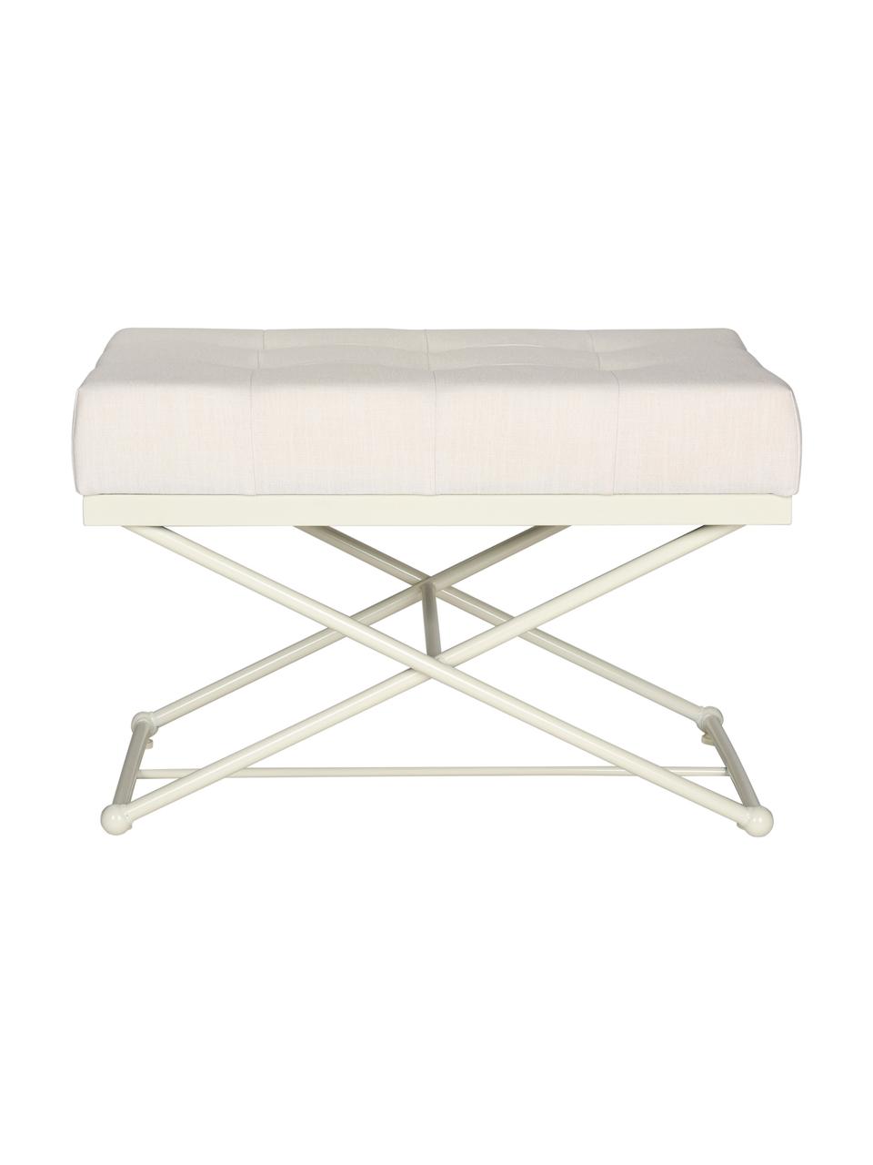 Sitzbank Chloe in Weiss, gepolstert, Bezug: Leinen, Ecru, Creme, 83 x 56 cm