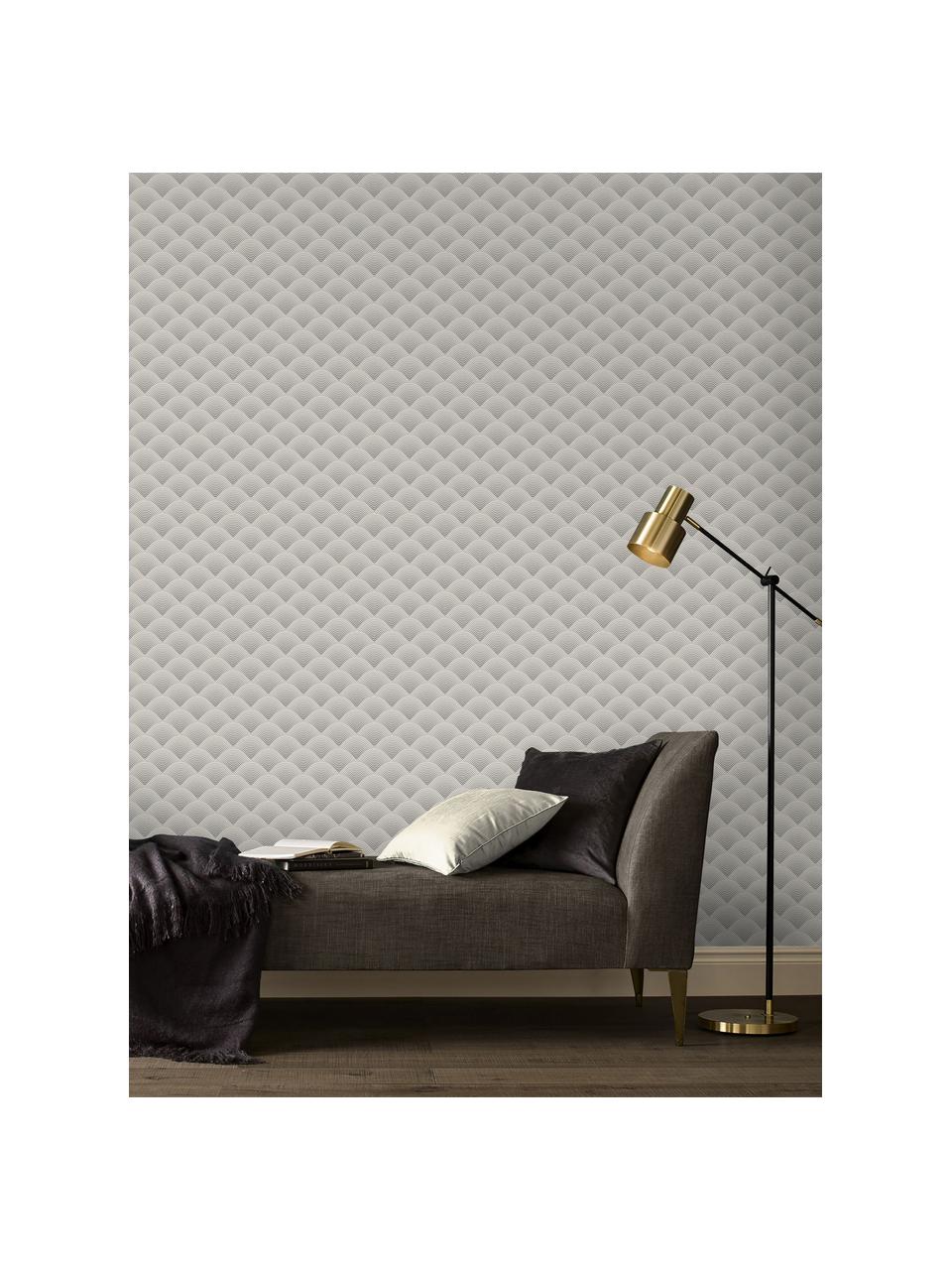 Papel pintado Luxus 3D Geometric Art, Tejido no tejido, Plateado, gris, An 52 x Al 1005 cm